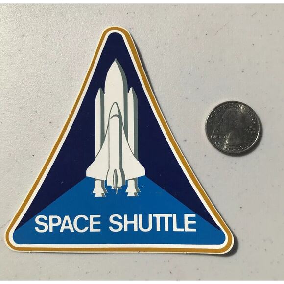 Space Shuttle Triangle Decal Blue White Gold 4" x 4" - Picture 2 of 4
